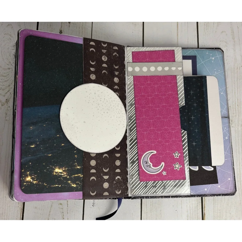Handmade Celestial Junk Journal Night Sky Moon Stars Constellation Scrapbook